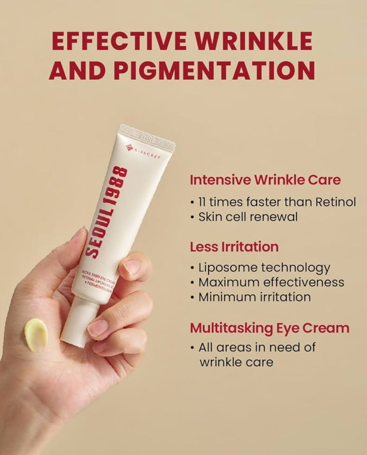 K-Secret Séoul 1988 Eye Cream : Rétinal liposome 4 % + extrait de haricot fermenté - Crème contour des yeux 30ml